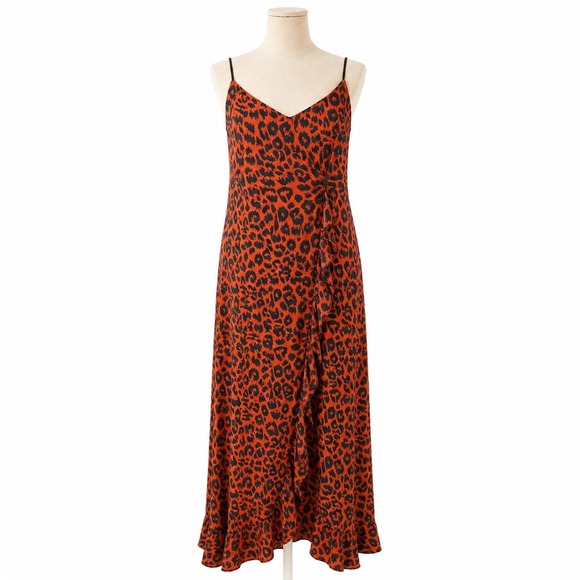 Topshop Dresses & Skirts - Y2K Leopard Print Ruffle Maxi Wrap Dress Size 4 Strappy Indie Sleaze Festival